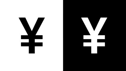 Obraz premium A bold yen symbol is presented in stark contrast against a split black and white background, symbolizing financial duality.