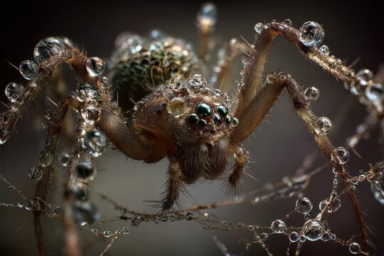 Enchanted Spider in Dew Drops