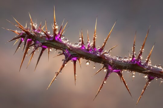 Dew-kissed Thorns: A Nature's Macro Masterpiece