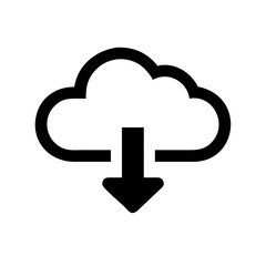 Obraz premium Cloud download solid icon vector illustration