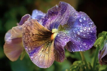 Stunning Purple Flower with Dew Drops