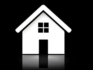 White House Silhouette Icon on Black – Sleek Vector for Real Estate Apps, UI, and Dark Mode Interfaces