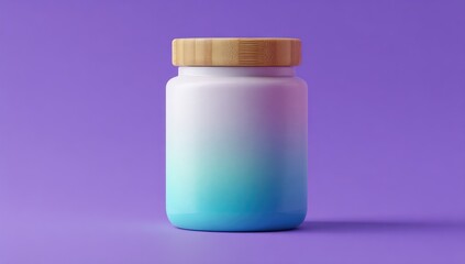 White-blue gradient jar with wooden lid