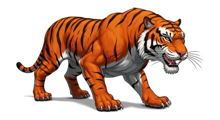 Obraz premium Majestic tiger illustration embodying power, strength, and captivating animal essence