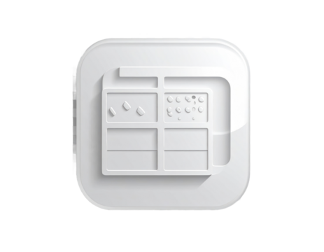 White Abstract Schematic Design with Geometric Compartments and Soft Shadow on Transparent Background - Powered by Adobe
