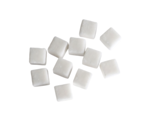White sugar cubes sweet ingredient isolated on a transparent background