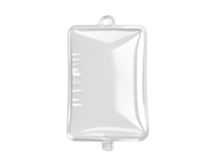Transparent IV Bag with Glossy Surface Isolated on Black Background