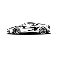 A dynamic side profile illustration of a modern performance sports car. An isolated vector graphic highlighting automotive speed and design.