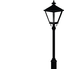 Elegant Black Silhouette of a Traditional Lamppost Illuminating the Night new 2025 trendy silhouette