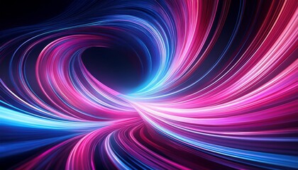 Fototapeta premium swirling pink and blue light trails form a dynamic abstract vortex against a dark background