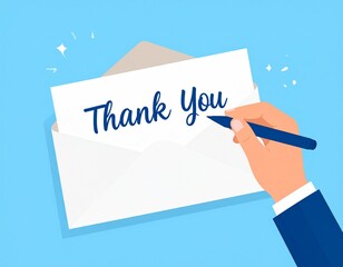 businessman holding a contract, thank you card, presentation finish