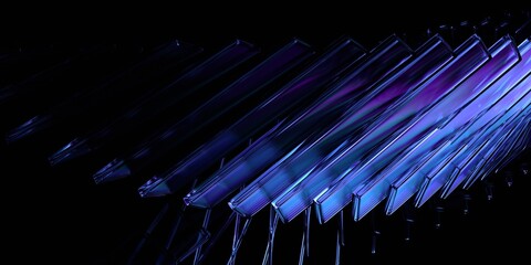 Futuristic glass structure on black background, 3d render