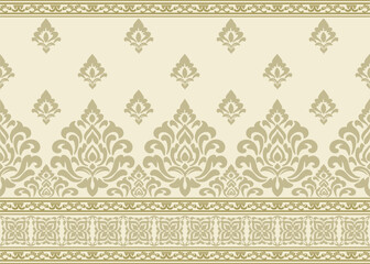 traditional damask vector pattern with seamless damask vector design and elegant damask vector border for textile or wallpaper