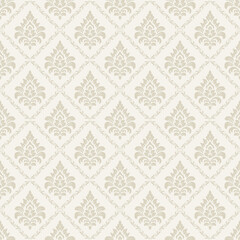 Cream damask vector pattern in elegant style with seamless damask vector background and classic damask vector design