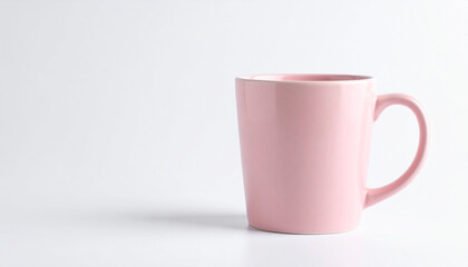 Fototapeta premium Pastel Pink Ceramic Mug on White Background – Minimal Drinkware Mockup for Kitchen and Lifestyle Designs