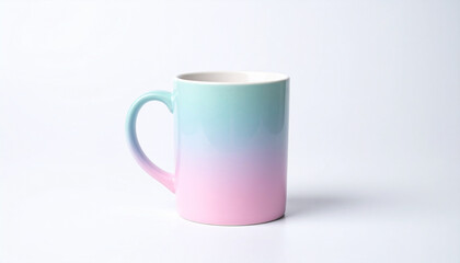 Obraz premium Gradient Pastel Ceramic Mug – Minimal Drinkware Mockup with Soft Colors on White Background