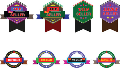 Best seller ribbon badge designs top seller digital vector label with star seal quality guarantee