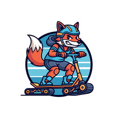 Cartoon Animal Riding a Vehicle Illustration