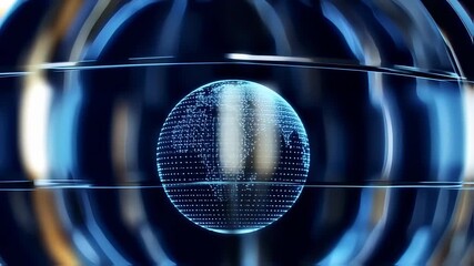 Abstract glowing globe with interconnected digital network and data streams - Powered by Adobe