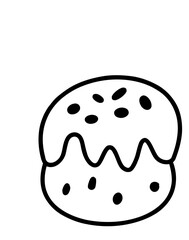 cake silhouette with holly decoration and icing layers. Vector retro hand drawn illustration
