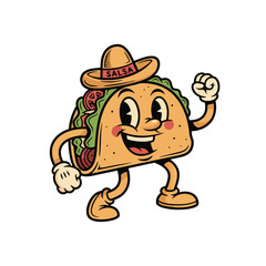 Happy Animated Food Character in Retro Style