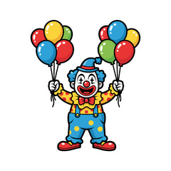 Happy Character With Colorful Balloons Illustration