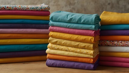stack of colorful fabrics