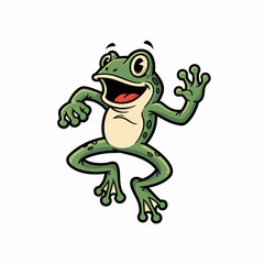 Obraz premium Happy Green Cartoon Frog Jumping Joyfully