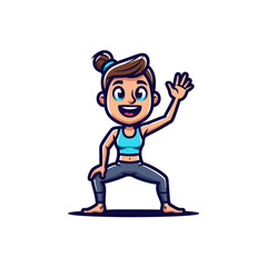 Happy Person Doing Yoga Pose, Fitness Illustration