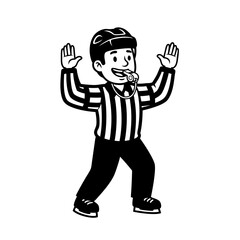 Ice Hockey Official Signaling A Penalty
