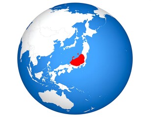 World map highlighting a region