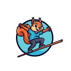 Fototapeta premium Playful Cartoon Rodent Skateboarding On A Plank, Blue And Orange Hues