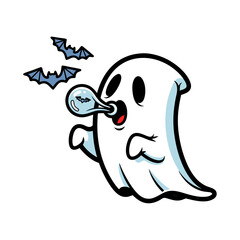 Playful Cartoon Spirit Blowing Bubble with Creatures