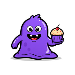 Playful Colored Creature Holding a Treat