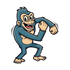 Naklejka premium Playful Primate Cartoon Illustration Dancing Joyfully