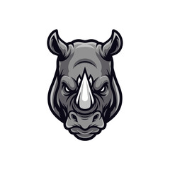 Obraz premium Powerful Gray Rhinoceros Head Portrait Vector Illustration