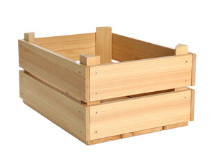 Wooden box isolated on a transparent background.