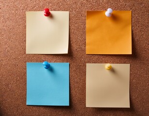 blank sticky notes on cork board