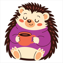 Cute hedgehog hand drawn illustration isolated on a white background, ideal for cozy nature themes, wildlife art, and children friendly designs.