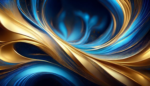 abstract light patterns in blue and gold with flowing elegance