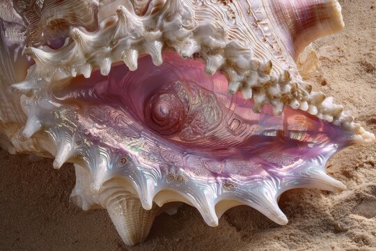 Stunning Pink Seashell, Detailed Close-up - Powered by Adobe