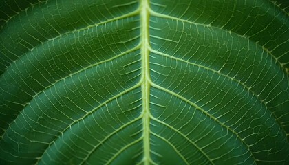 Detailed Macro View of Green Leaf Veins, Nature's Intricate Design.