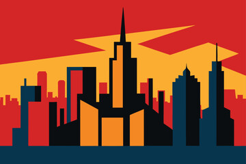 Obraz premium stylized comic book skyline of chicago (1).eps