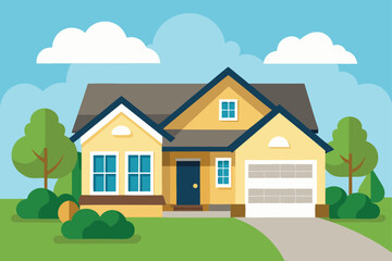 suburban home with professionally landscaped yard  (1).eps