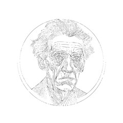 Portrait drawing of an old man face sketch art line illustration design artwork monochrome portraiture headshot