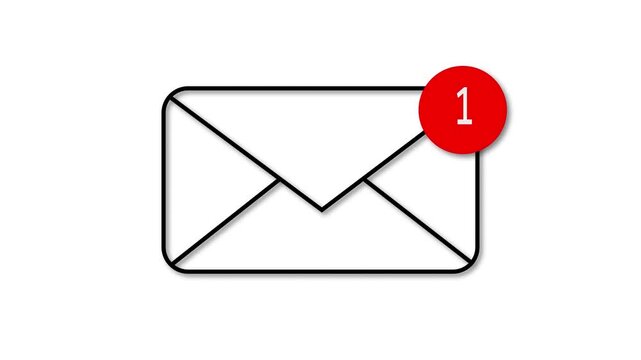 envelope icon in white screen. message file, incoming notification, Email notification symbol, Envelope line, new email inbox notification animation. 4k video
