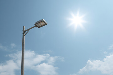 street lamp on blue sky