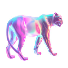 Obraz premium Colorful Abstract Panther with Neon Highlights and Gradient Effects