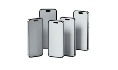 Group of Modern Smartphones with Blank Screens.