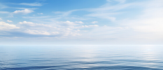 Beautiful calm ocean with a clear blue sky. Excellent for backgrounds, travel promotions, articles on environmentalism, or representing tranquility and peace.